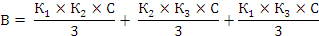 Кс=К1×К2×C/3+К2×К3×C/3+К1×К3×C/3